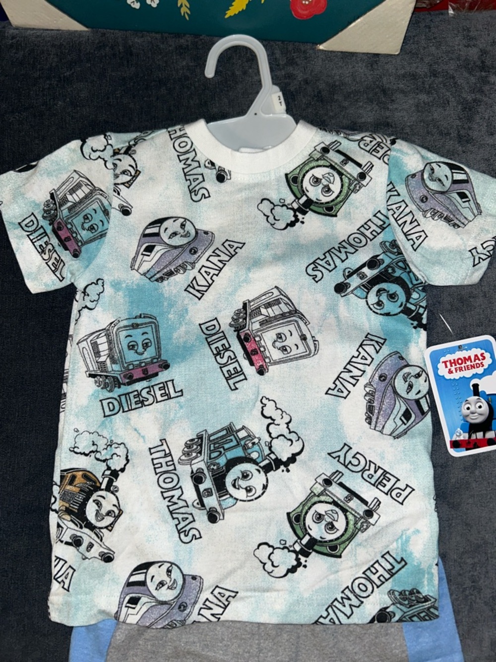 Thomas & Friends Multi-Color Engine Print Tee and Gray/Blue Shorts Set - Picture 2 of 5
